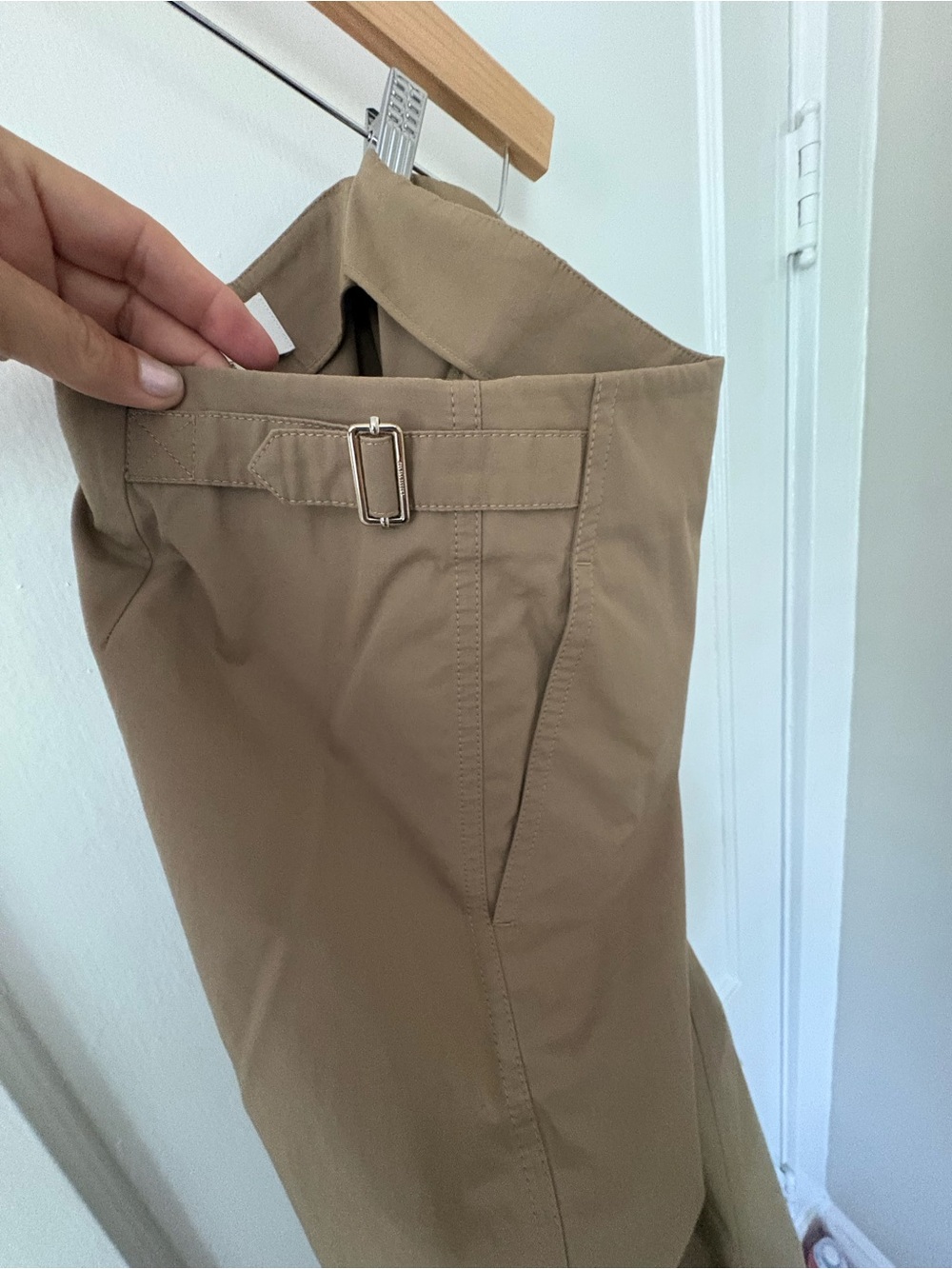 Lafayette 148 Bowery Cadet Khaki Cotton Wide Leg Cropped Pants Side Buckle 10 - Picture 8 of 15